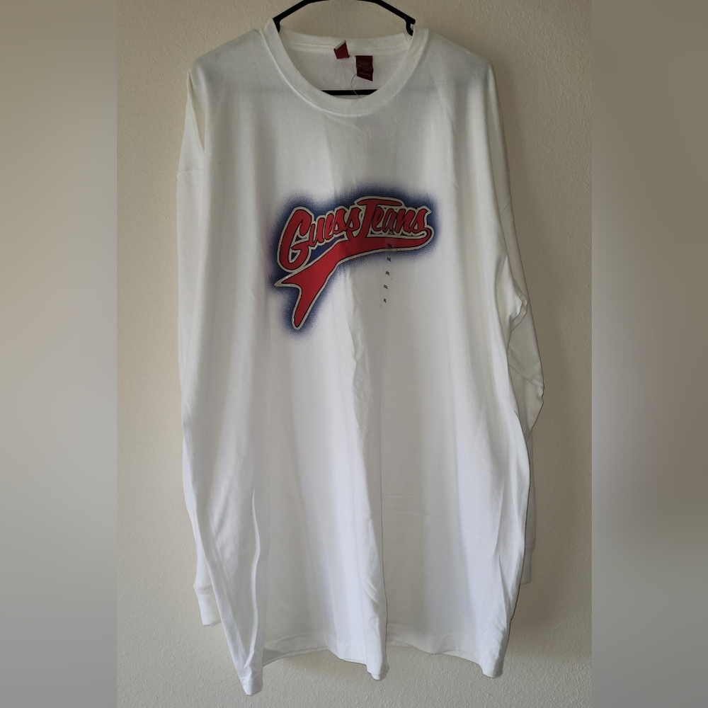 NWT! Vintage Guess Jeans long sleeve t-shirt; Color: White, Size:XXL